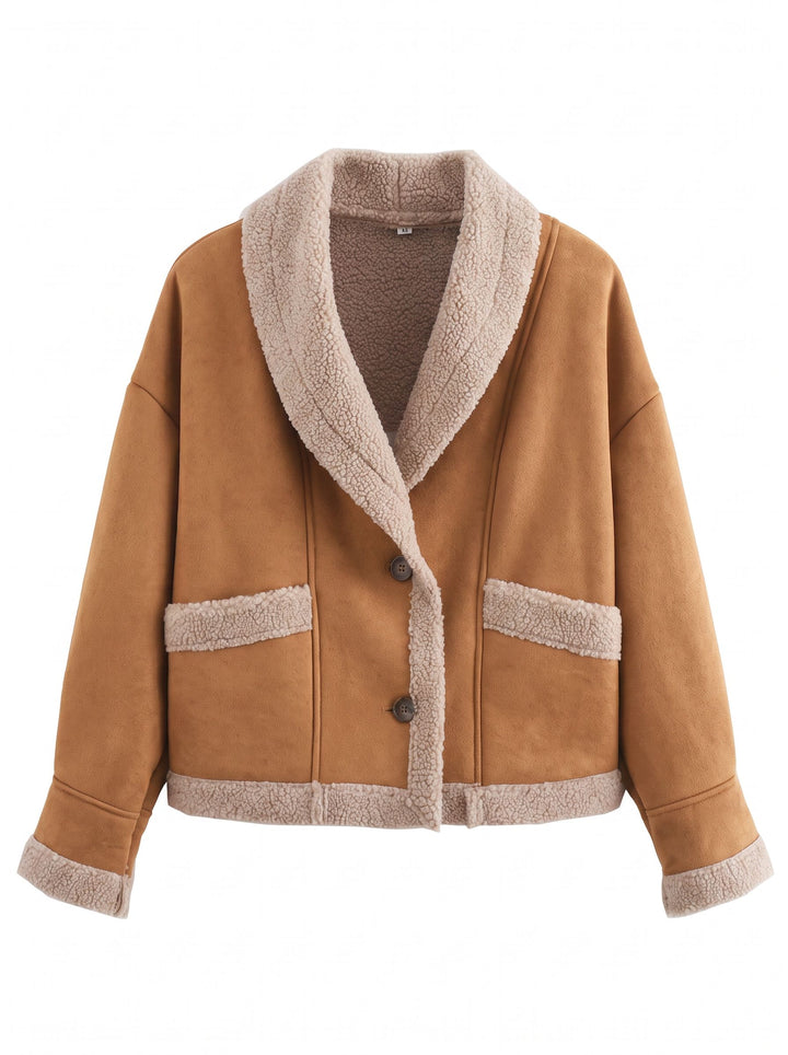 Cozy Faux Suede Sherpa Jacket