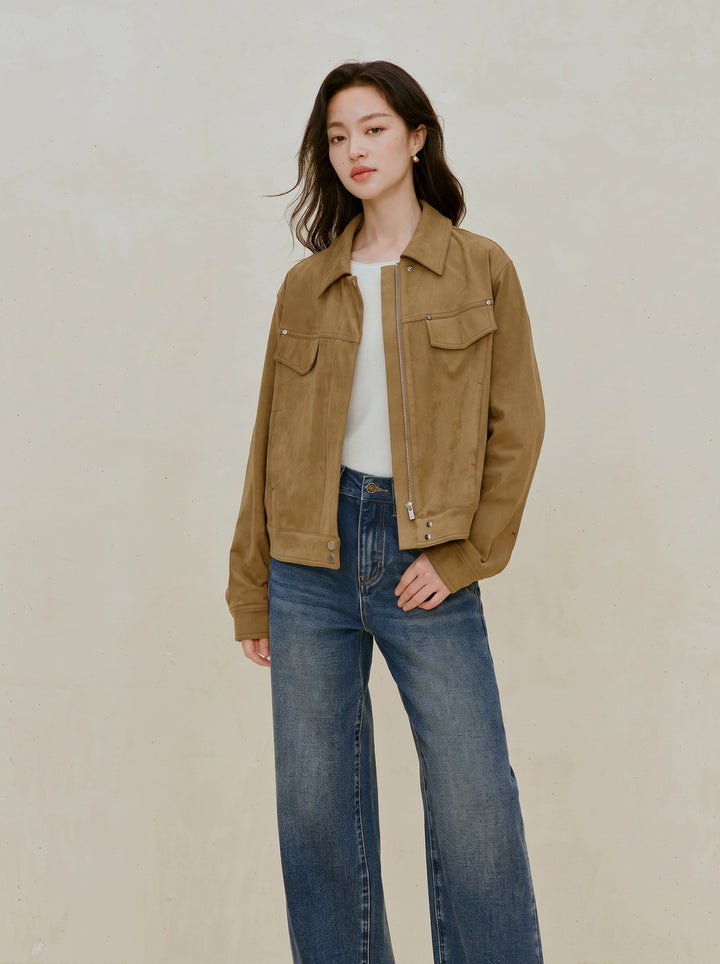 Classic Suede Button Up Jacket