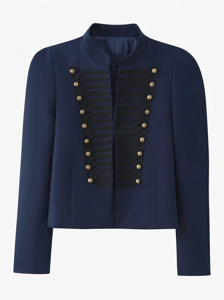 Gold Button Military Cropped Jacket