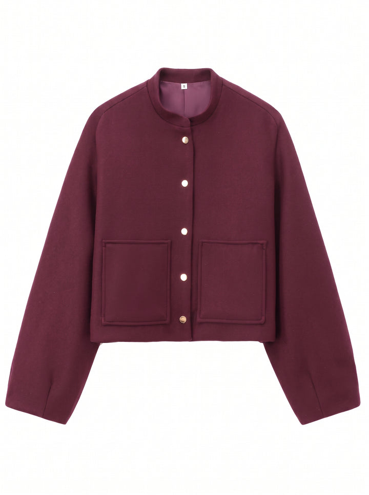 Cozy Wool Blend Snap Button Jacket