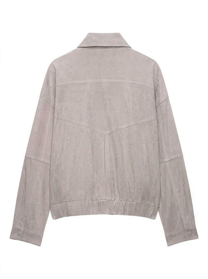 Oversized Suede Zip Up Jacket