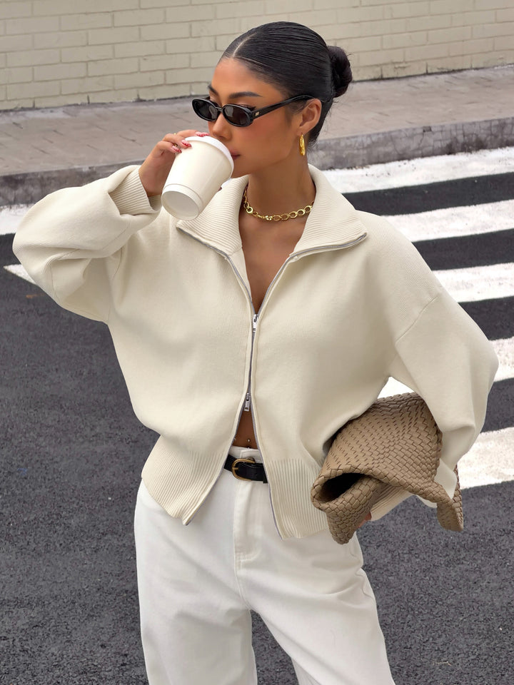 Oversized Zip Up Knit Jacket