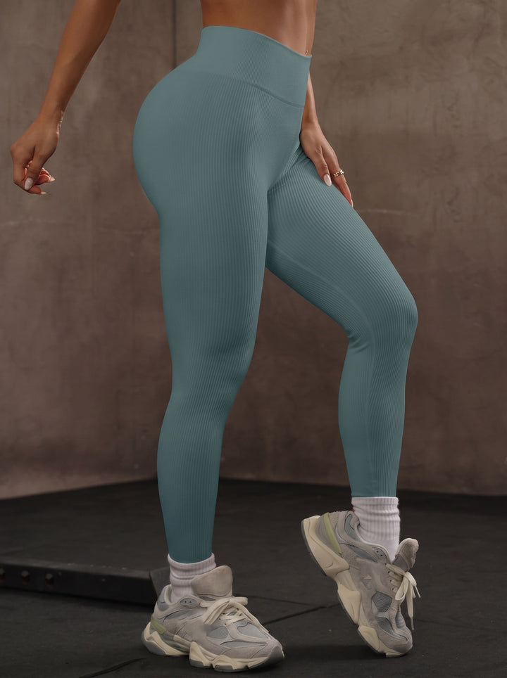 High-Waisted Ribbed Slim-Fit Training Yoga Leggings