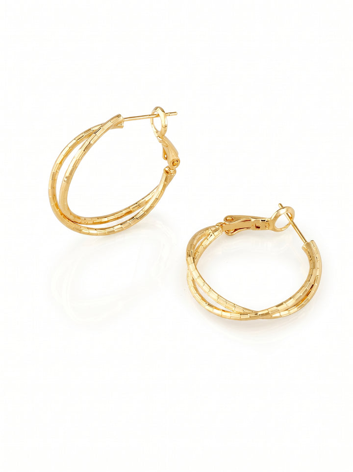 Textured Twisted Gold Hoop Earrings