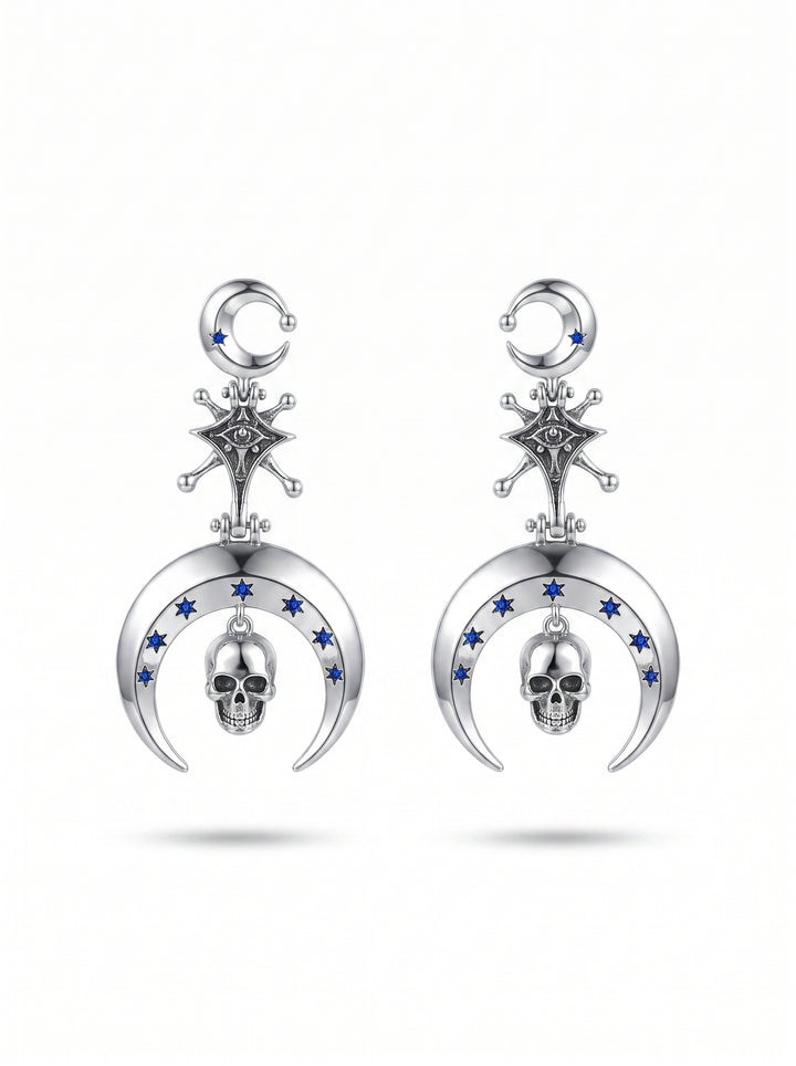 Celestial Gothic Crescent Moon Drop Earrings