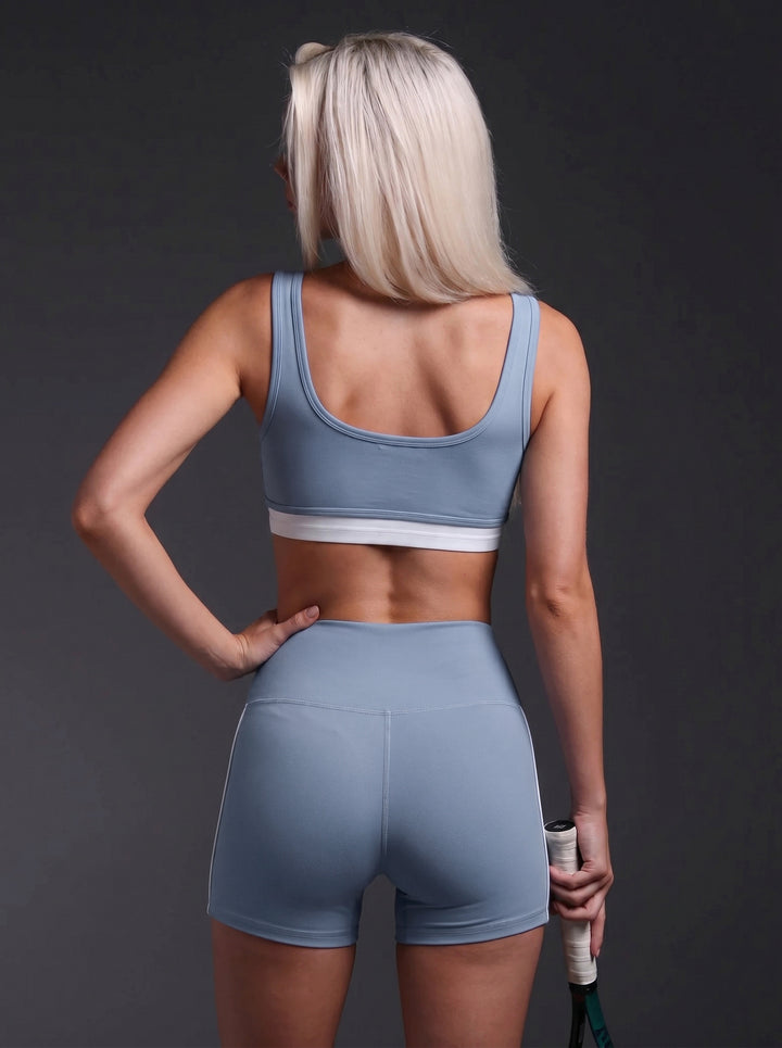 High Waisted Side Stripe Sports Bra Shorts Set