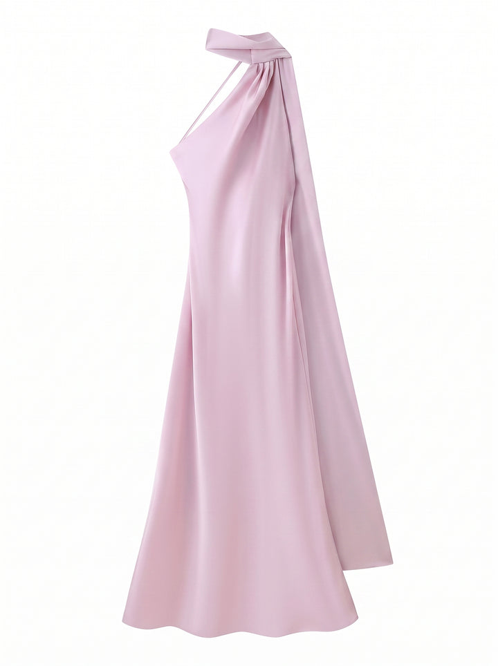 Satin Halter Neck Midi Dress