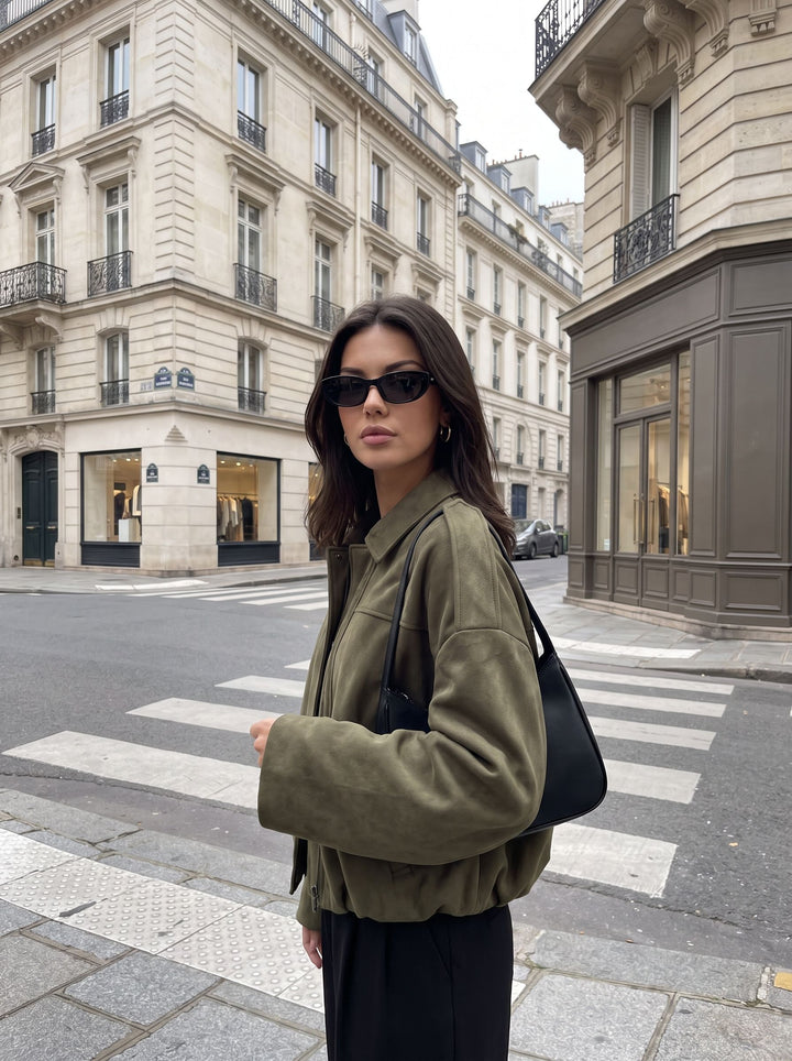 Oversized Suede Bubble Hem Jacket