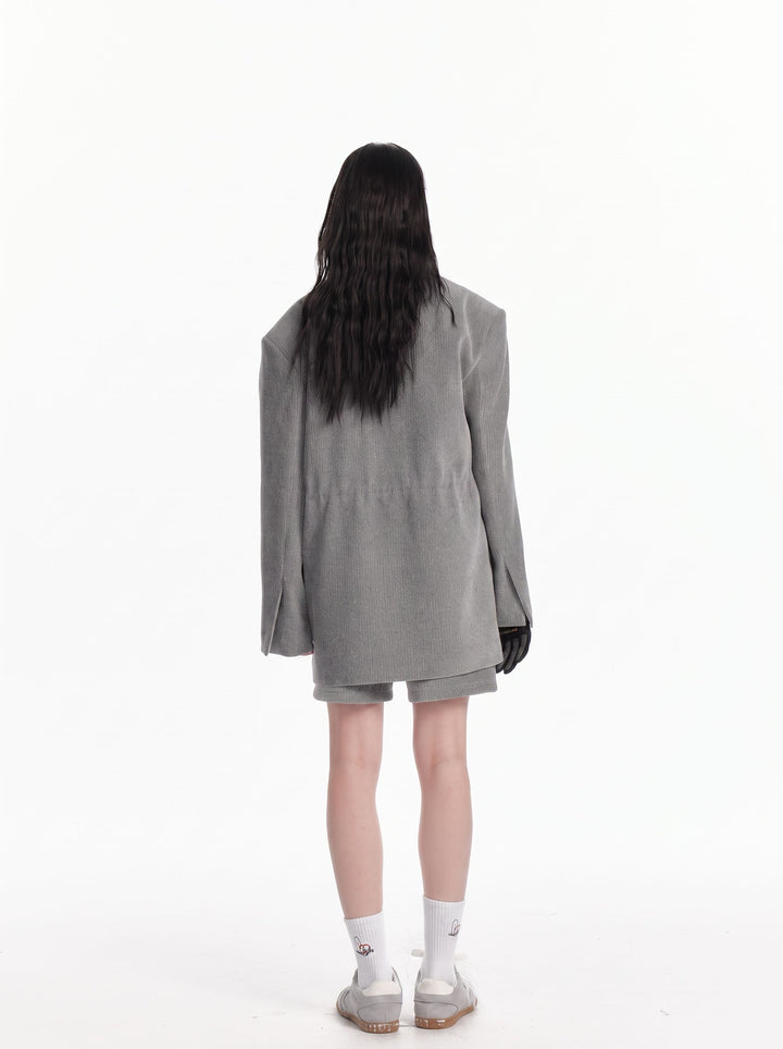 Oversized Drawstring Detail Blazer Jacket