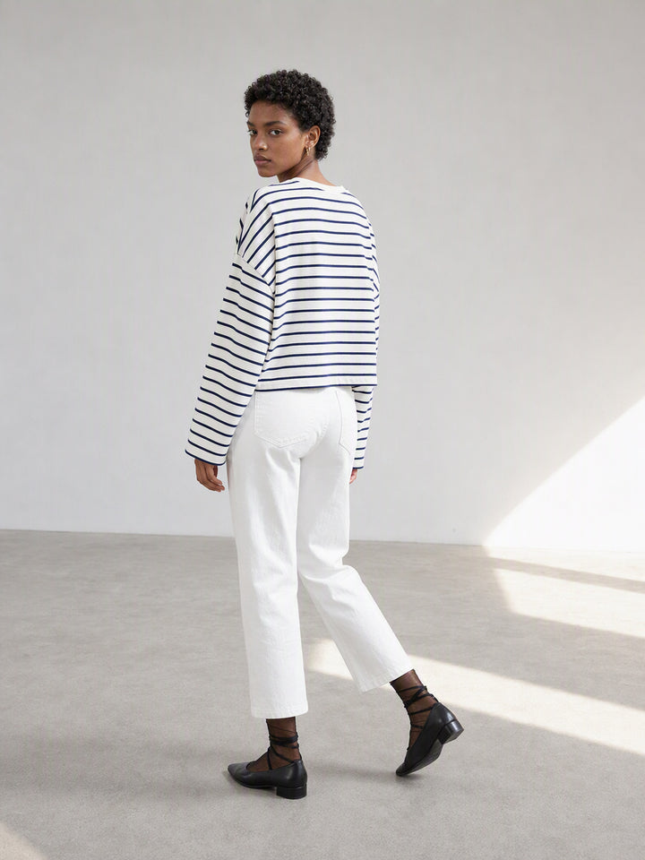Oversized Striped Side Slit Tee
