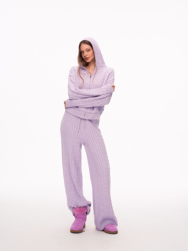 Cozy Cable Knit Wide Leg Pants