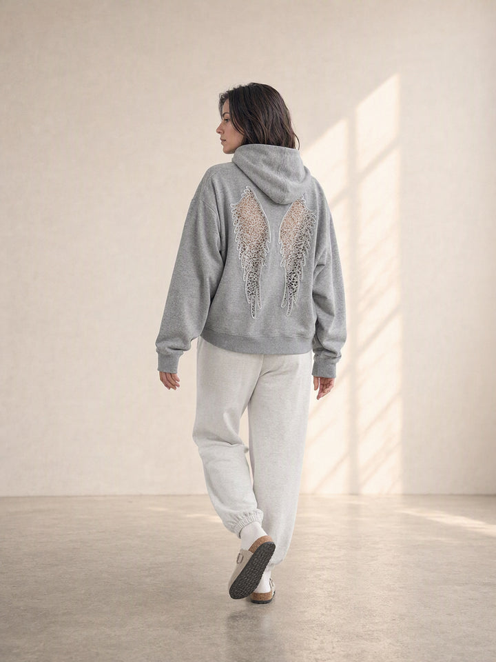 Lace Angel Wing Back Hoodie