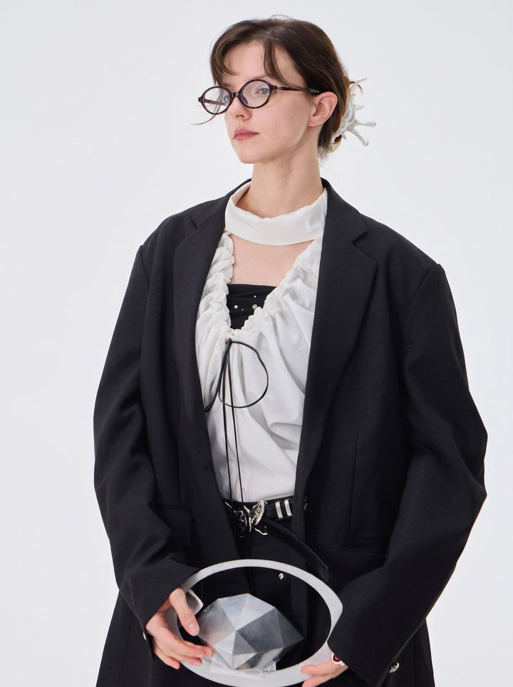 Oversized Relaxed Fit Black Blazer Jacket