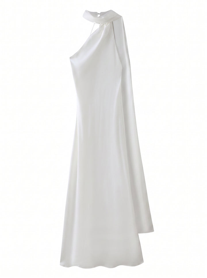 Satin Halter Neck Midi Dress