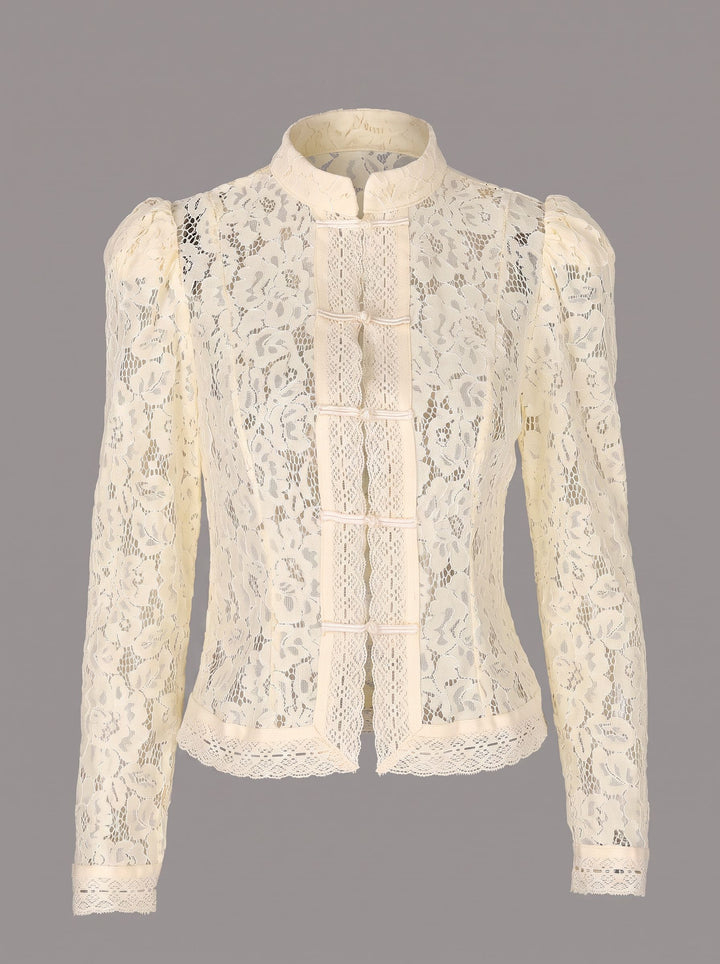 Elegant Floral Lace Button Down Shirt