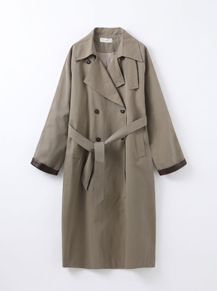 Oversized Contrast Trim Trench Coat