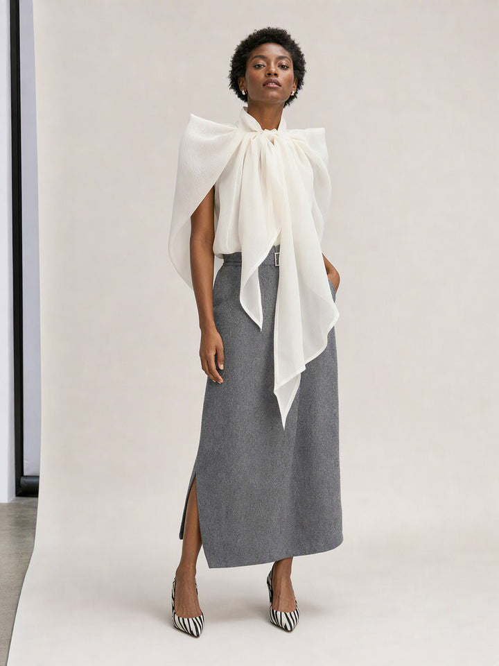 Elegant Bow Tie Chiffon Blouse