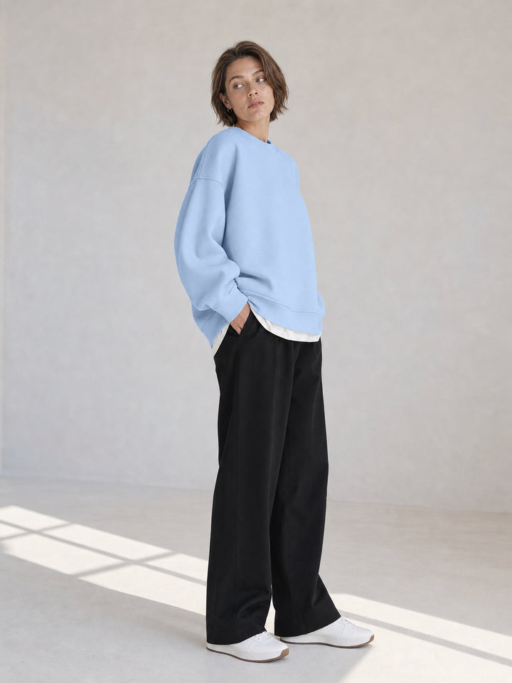 Oversized Mock Neck Pullover Sweatshirt