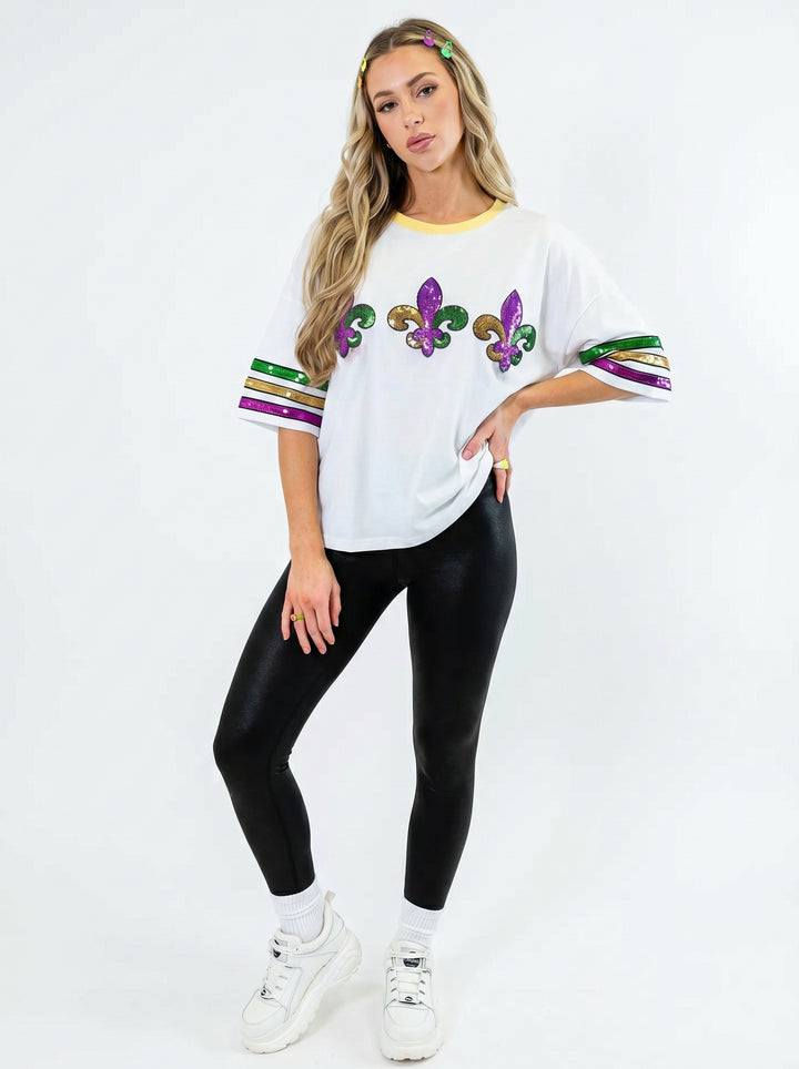 Glitter Embroidered Short Sleeve T-Shirt