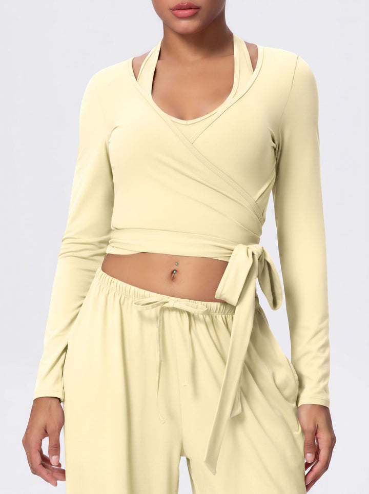 Cropped Wrap Long Sleeve Sports Tee