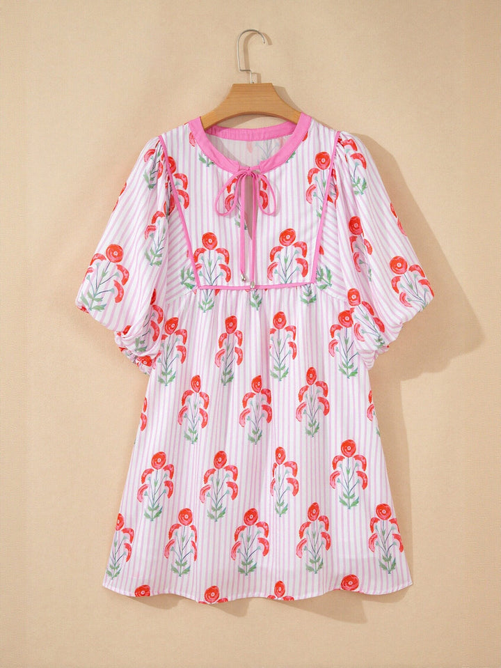 Floral Print Puff Sleeve Mini Dress