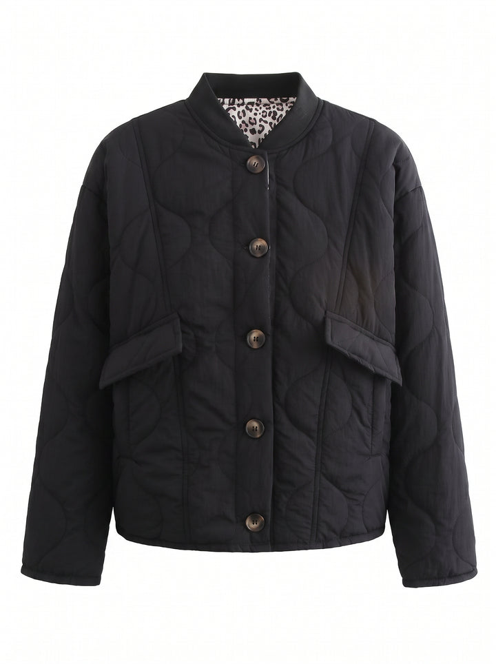 Quilted Button Down Bomber Jacket