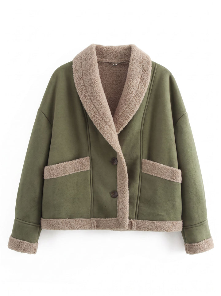 Cozy Faux Suede Sherpa Jacket