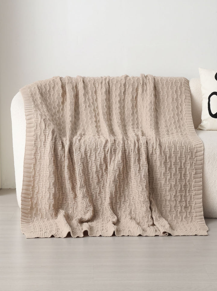 Soft Textured Pink Knit Throw Blanket