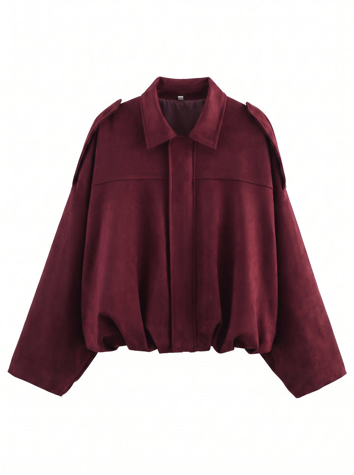 Oversized Suede Bubble Hem Jacket