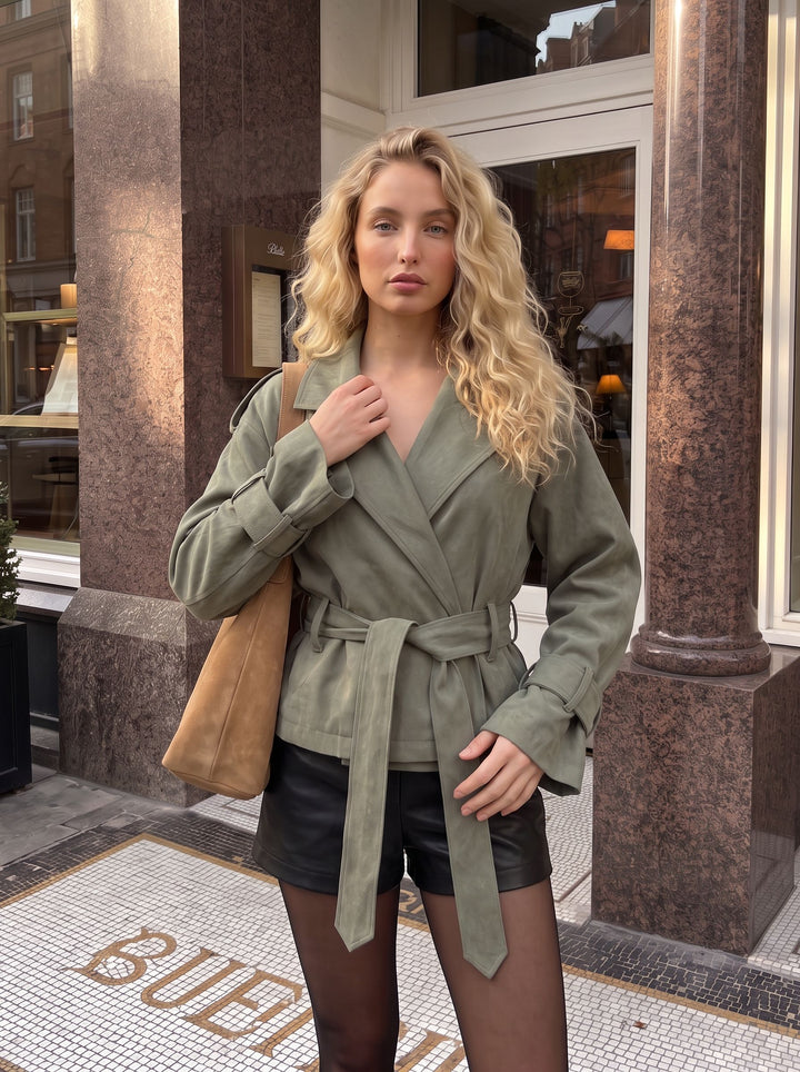 Oversized Belted Cropped Trench Coat