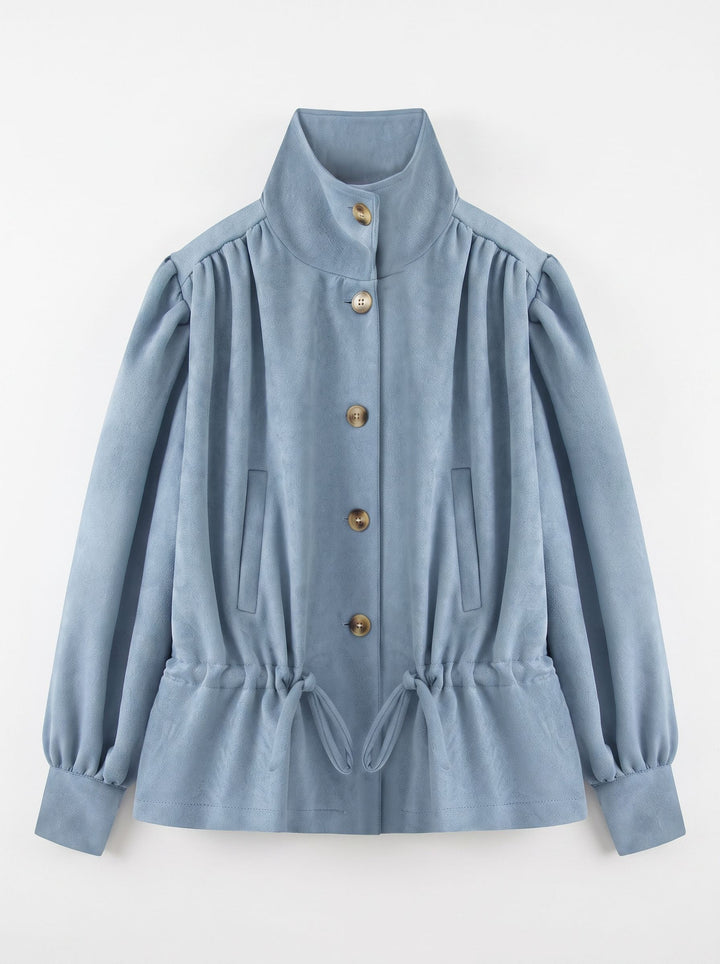 Puff Sleeve Drawstring Waist Trench Coat
