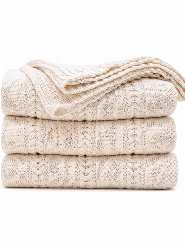 Soft Chunky Knit Textured Throw Blanket