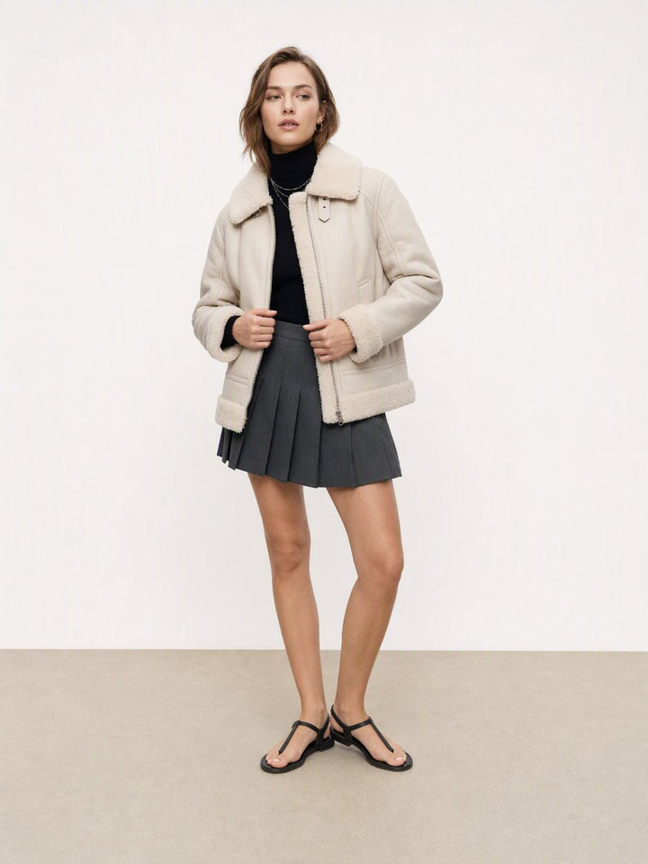 Faux Shearling Lined Moto Jacket