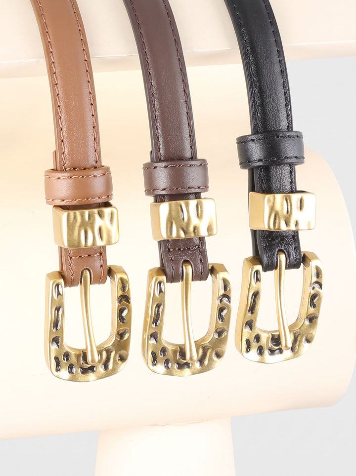 Minimalist Gold Buckle Skinny Belt
