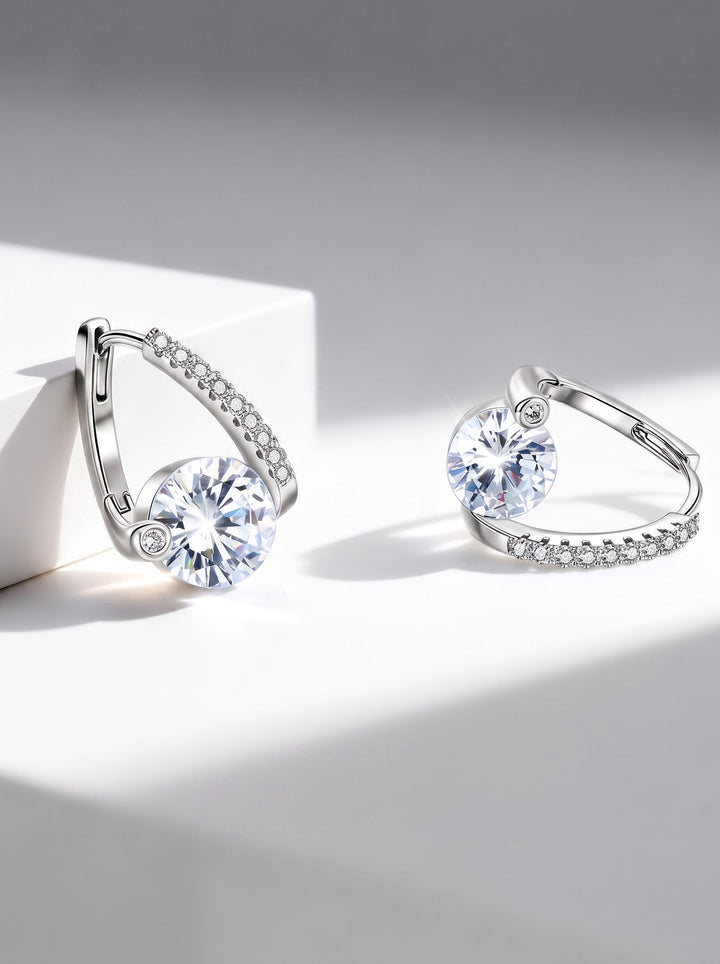 Elegant Sparkling Cubic Zirconia Hoop Earrings