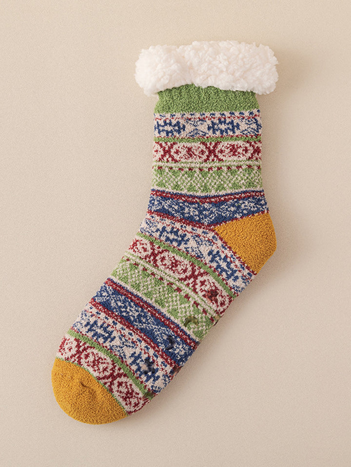 Cozy Sherpa Lined Patterned Socks
