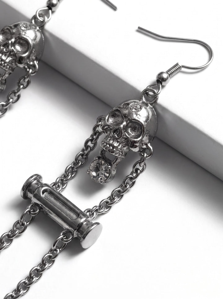 Gothic Skull Cross Dangle Earrings