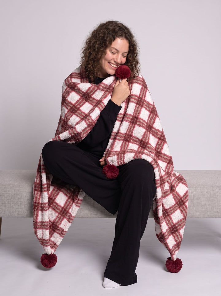 Cozy Plaid Textured Throw Blanket