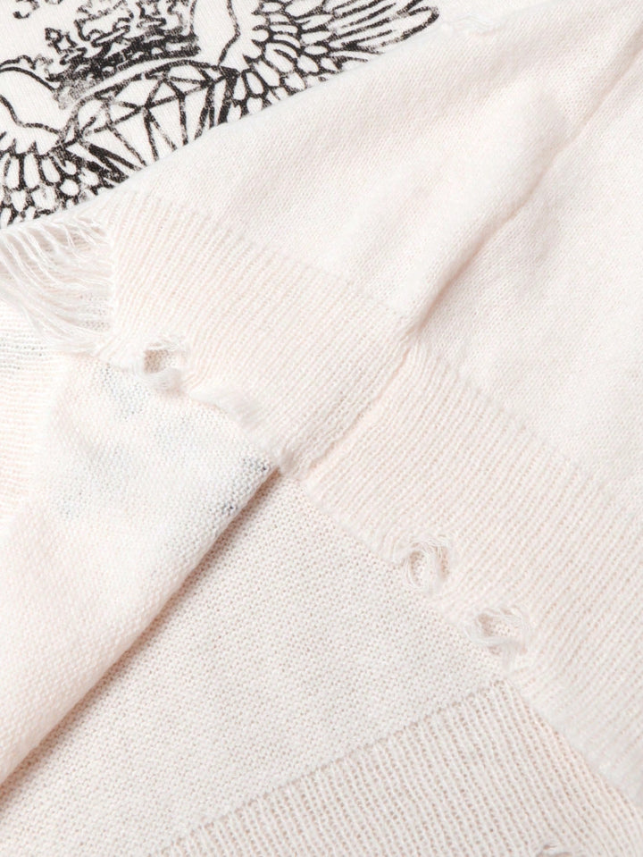 Distressed Graphic Oversized Knit Sweater