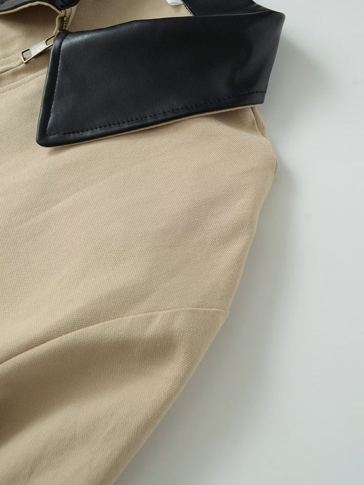 Contrast Collar Zip Up Jacket