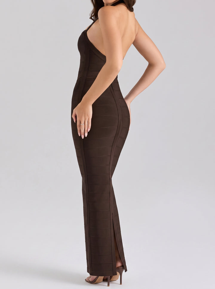 Sultry Halter Bodycon Midi Dress