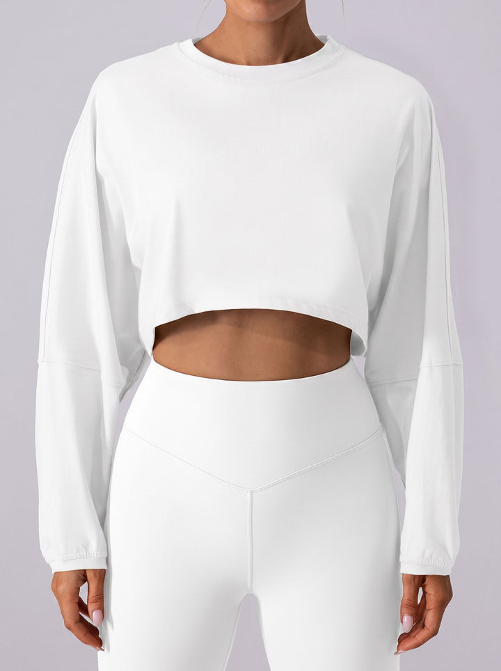 Oversized Cropped Long Sleeve Workout Tee