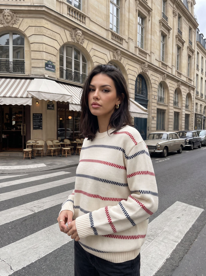 Cozy Striped Crewneck Pullover Sweater