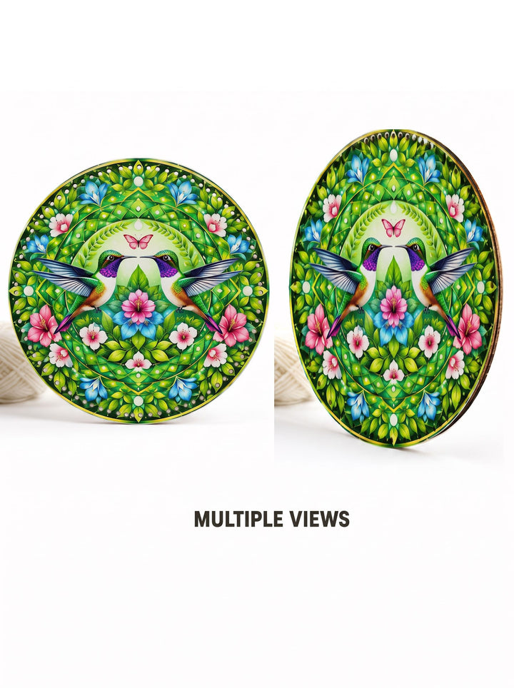 Hummingbird and Floral Mandala Crochet Basket Bottom