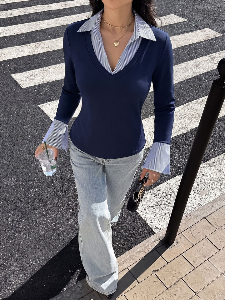 Layered Look V Neck T Shirt