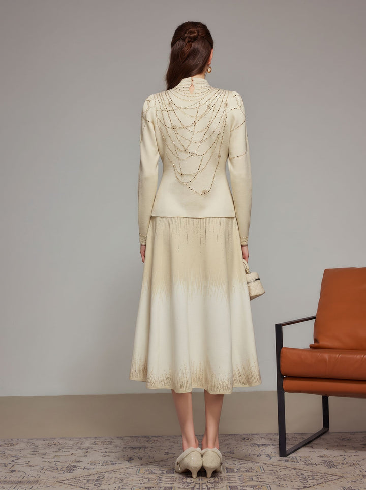 Embellished Shimmer Mock Neck Sweater