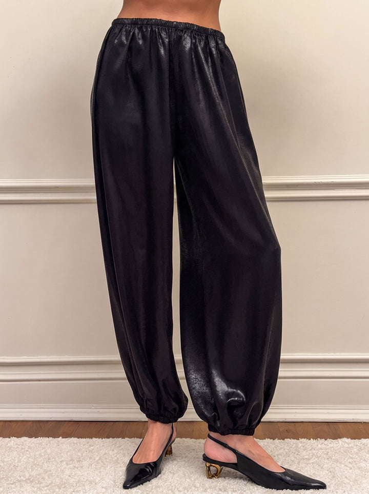 Shimmering High Waisted Cuffed Pants