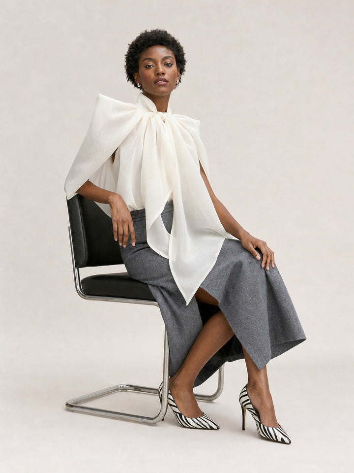 Elegant Bow Tie Chiffon Blouse