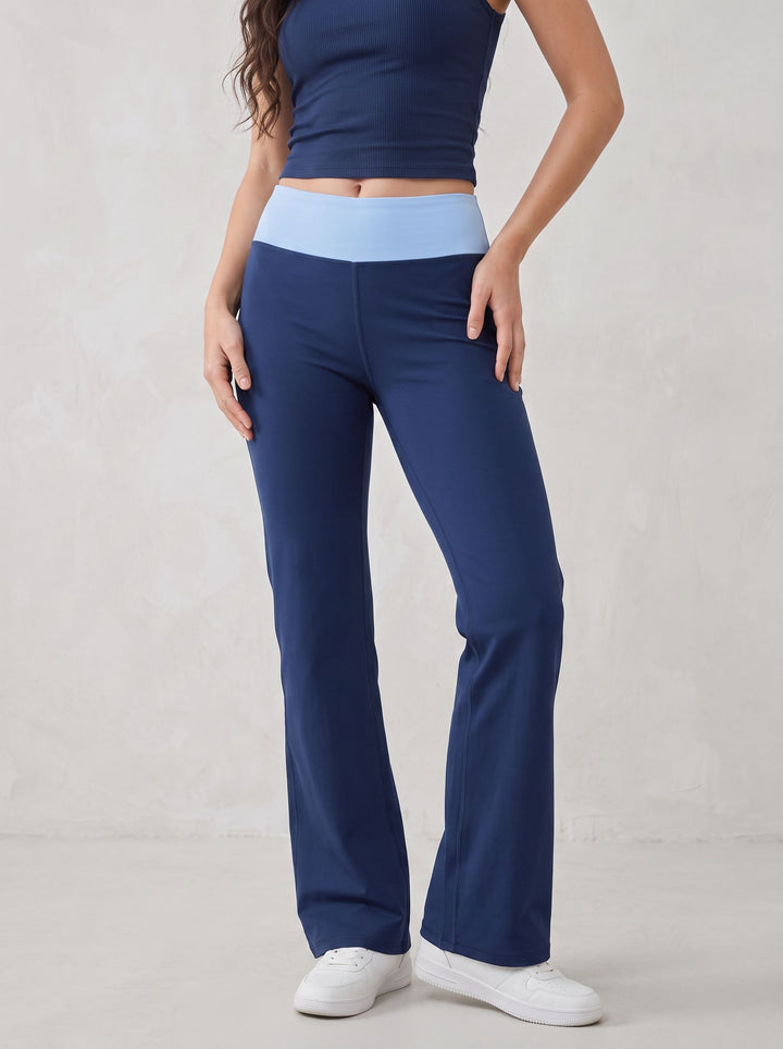 High Waisted Foldover Flare Yoga Pants