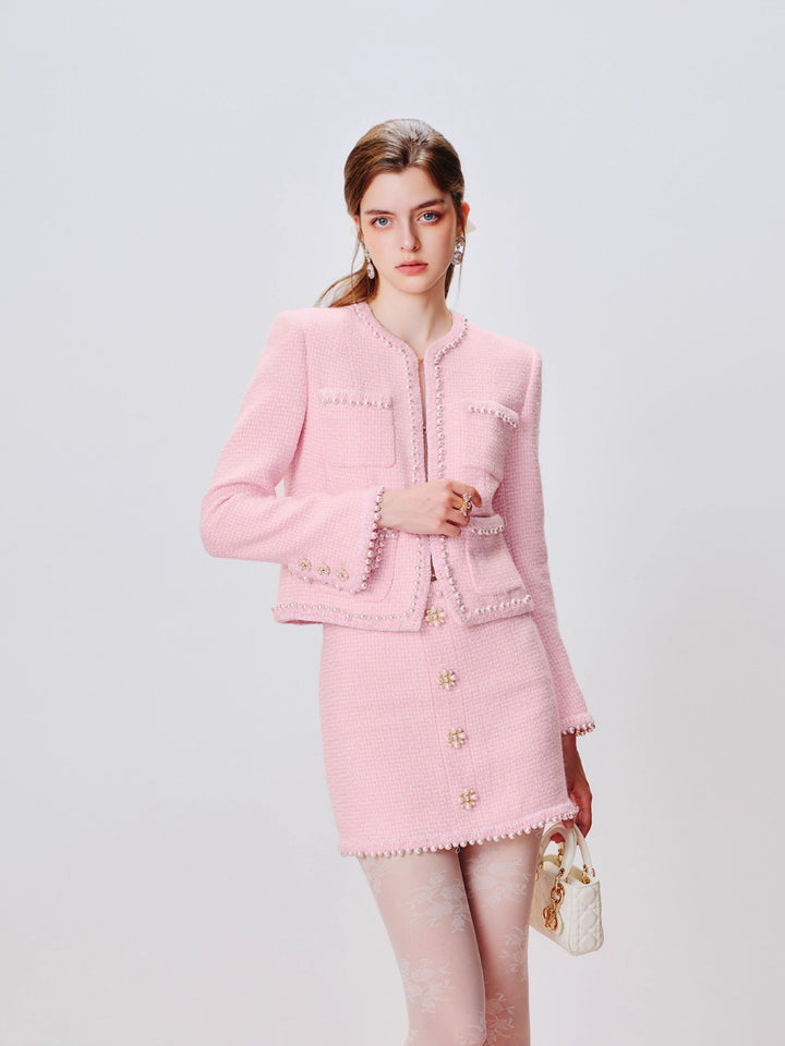 Beaded Tweed Cropped Jacket